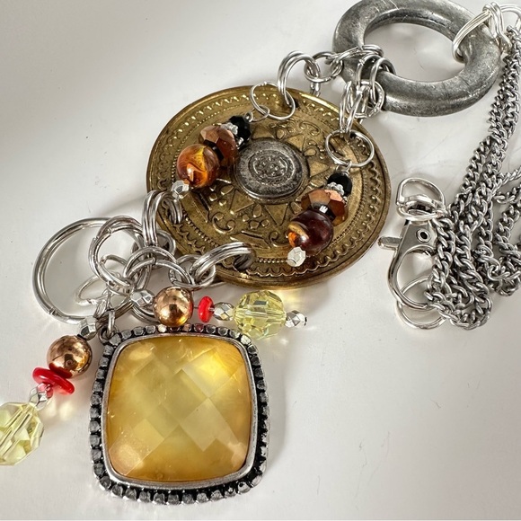 OOAK Assemblage Art Gold & Silver Medallion Pedant Necklace Handmade Steampunk - Picture 3 of 16